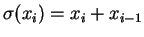 $\sigma(x_i)=x_i+x_{i-1}$