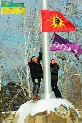 First Nations Flag Planted at Akwesasne Border Post