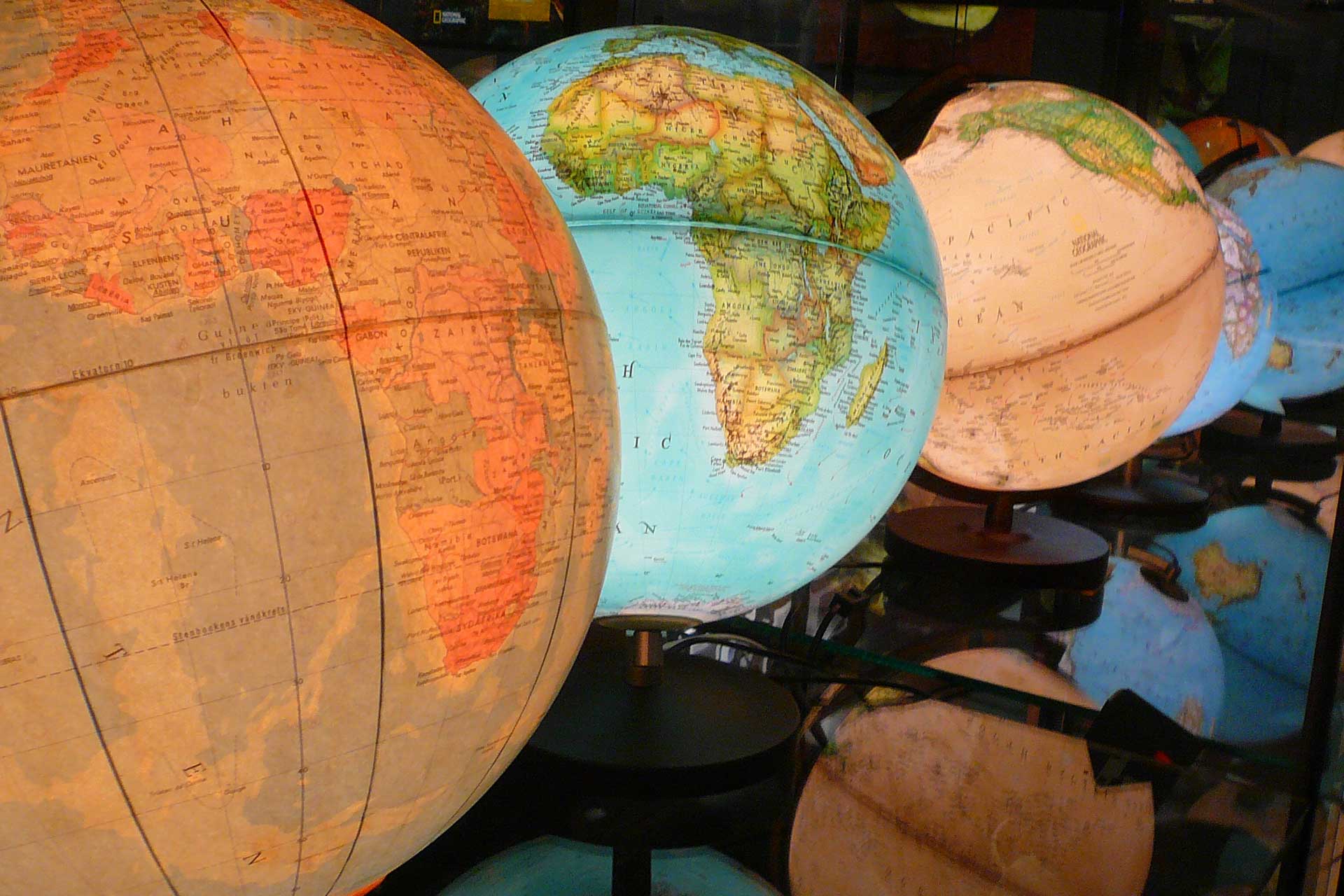 A line of globes